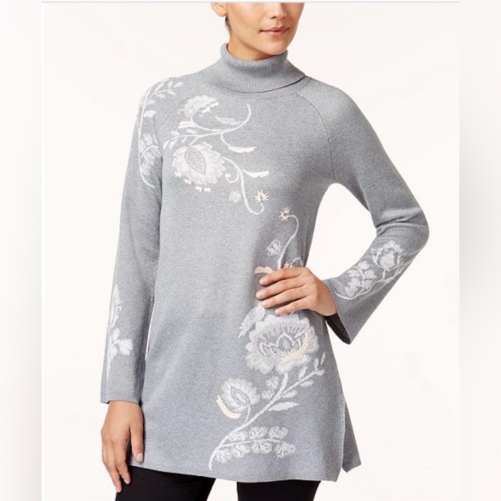 Style & Co. Heather Gray Turtleneck Sweater/Dress Tunic